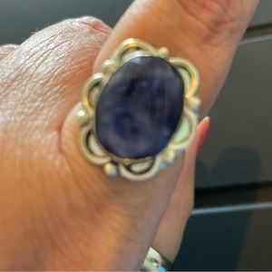 925 sterling silver ring size 8 purple stone